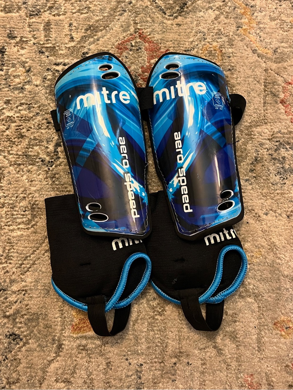 Mitre Blue Aero Speed Shin Guards for Men